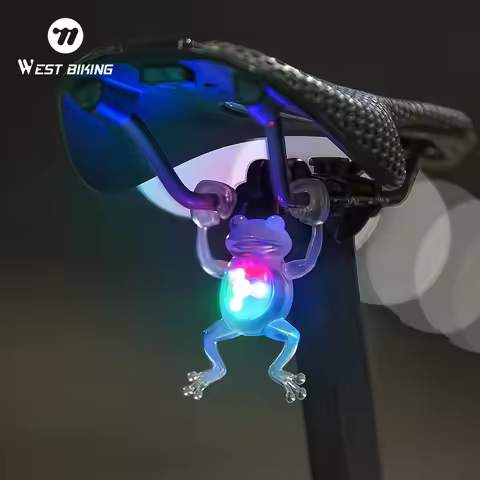 WEST BIKING Frog Shape Bike Taillight IPX6 Waterproof Colorful Cycling Warning Light Creative Bicycl
