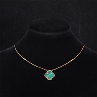 VAN CLEEF&ARPELS(梵克雅寶) Vintage Alhambra 中號單花項鏈 新扣 18K黃金/孔雀石 項鏈