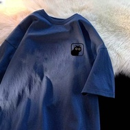 BAOXIDUO  Áo Thun Nam Tay Ngắn Thêu Mèo Cổ Điển Rộng Rãi Áo Thun Tay Ngắn Dễ Phối