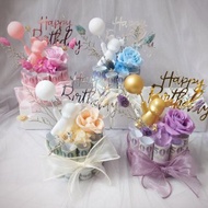 氣球熊迷你永生花鈔票蛋糕/有錢花蛋糕/永生花/生日禮物/鈔票蛋糕