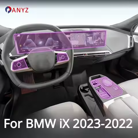 For BMW iX 2023 2022 Car Accessories interior film transparent TPU Gear Panel Navigation Center Cons