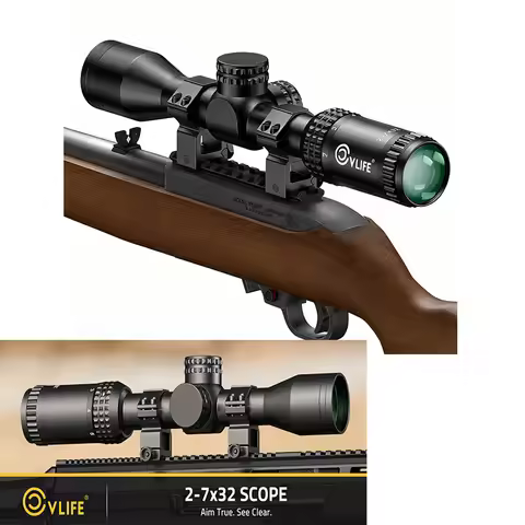 CVLIFE 2-7X32 Scope 1-inch Tube SFP Optics Sights with 20mm Scope Rings for Picatinny Rail Second Fo