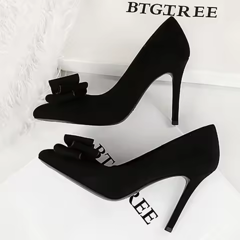 BIGTREE Spring Fashion Butterfly-Knot Pointed Toe Women Pumps Stilettos Heels Elegant Shoes Zapatos 