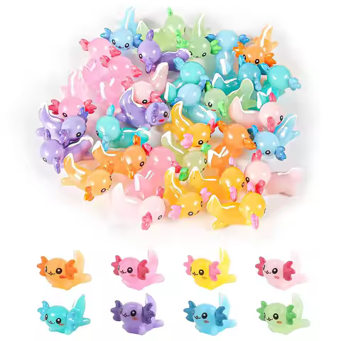 5/10pcs Mixed Axolotl Miniatures - Assorted Colors Resin Charms Cabochons for Slime or Home Decoden 