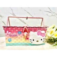 3-Compartment Picnic Basket With Lid Put Money In The Seller Size W21 Y28 H13 Cm.