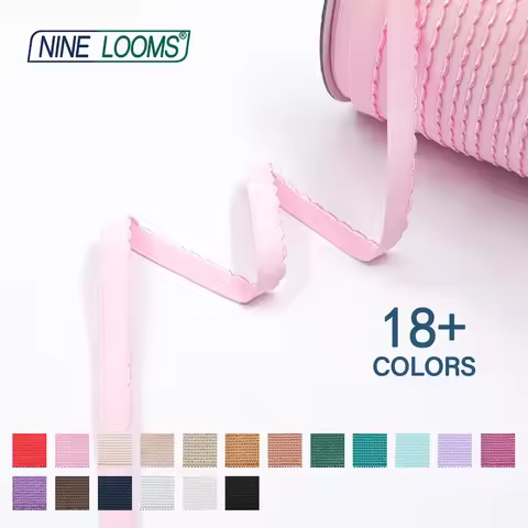 NINE LOOMS Picot Bra Strap Elastics 3/8" 1/2" 5/8" 10mm 13mm 15mm Plush Shoulder Tape Underwear Ling