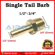 Brass Fitting *BIG SIZE* Single Tail Barb Connectors Hose Thread Fitting Nipple Brass