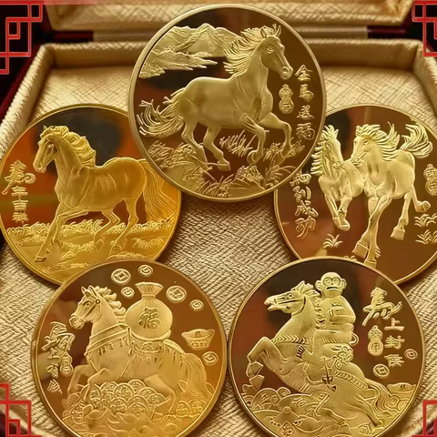 1PC 2026 40mm Chinese Coins Get Rich Lucky Animal Horse Collectible Coins Metal Collection New Year 