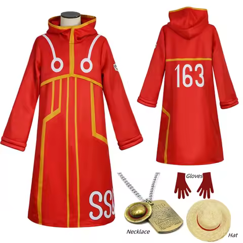 Egghead Island Costume Monkey D Luffy Robe Cosplay Costume 163 Luffy Jacket Coat Hat Outfit Hallowee