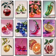 Funky Disco Ball Fruits Retro Pop Art Poster No Frame Canvas Wall Art Painting Kitchen Cafe Wall Dec