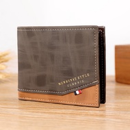 New Men's Wallet Short Cross Section Youth Tri-Fold Wallet Stitching Business Multi-Card Zipper Coin Purse Wallet Passport Cover
