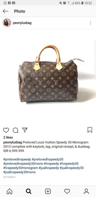 Preloved LV Speedy 30 thn 2012
