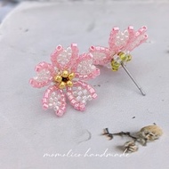 鉤針 串珠 編織 櫻花 耳環