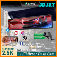 JDJRT H9PRO Asawin UHD 2K Wifi กระจกมองหลัง Dash Cam สำหรับรถยนต์กล้องเลนส์คู่ด้านหน้าและด้านหลัง11นิ้วหน้าจอสัมผัส Ips การมองเห็นได้ในเวลากลางคืน HDGHR