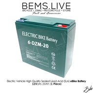 12V 20Ah or 6-DZM-20 6-DZF-20 eBike eTrike Sealed Lead Acid SLA Electric Bike Battery