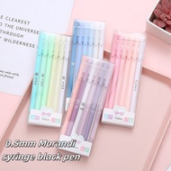 6pcs/box Morandi  0.5mm Black Ink Needle Pens Student Signature Pens School Stationery Office Writin