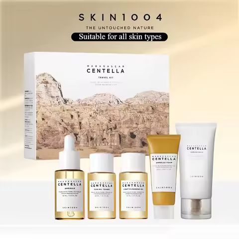 SKIN1004 Madagascar Centella Asiatica Travel Set, Toner, Ampoule, Soothing Cream, Cleansing Oil, Amp