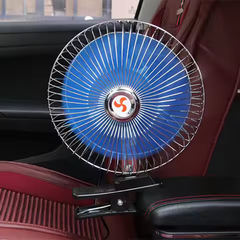 Car Automobile Clip Fan 12V/24V 8 Inch Quiet Ventilation Electric Fans Rotatable with Cigarette Ligh