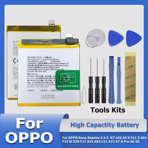 BLP735 BLP787 Battery For OPPO Reno Realme 3 4 5 K7 10X A9 X F11 Z A91 F15 6i X50 F17 A52 A92 C11 A7