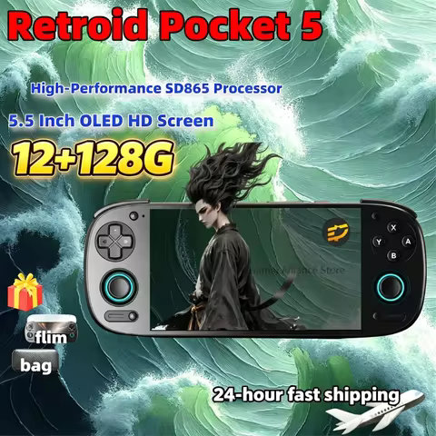 Retroid Pocket 5 RP5 Retro Handheld Game Console Video Game Consoles 12G+128G PSP PS2 5.5 Inch OLED 