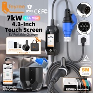 feyree 4.3 Inch Touch Screen Portable 7kW EV Charger Type2 Charging Plug with Smart Wifi APP AC Home