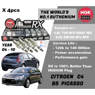 NGK Premium RX Spark Plug for Citroen C4 B5 PICASSO 1st gen 1.6L TU5 NFU 2.0L EW10A RFJ RFK Engine (