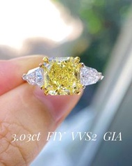 今日福利收藏拍賣級別品質😎💛! GIA 3.03ct Fancy Intense Yellow Diamond Ring👑! VVS2, 1.306ct white diamond  頂級色無封底！G