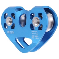 Heart-Shape Climbing Double Pulley Steel Cable Rope 13mm Climbing Device High Speed Zipline Trolley 24KN