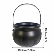 Candy Pot Halloween Flame Stripes Bucket Witch Basket Black Pot Kettle Trick Pumpkin Holder Goodie P