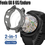 For Garmin Fenix 6X 6 6S Pro Solar Case TPU Soft Protective shell Bumper Cover Glass Screen protector film