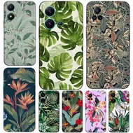 Case For Vivo V5 V5S V7 PLUS + V11i  V11 Pro Phone Back Cover Soft Black Tpu Green leaf flowers