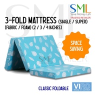 Classic Foldable Mattress - Foam Type (2 / 3 / 4 Inches) - 3 Fold Mattress - Viro