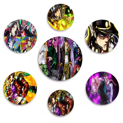 Japanese Anime JOJO Badge Tinplate Meme Round Brooch For Hat Bag Creative Lapel Jewelry Accessories 