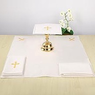 TALPGOD 4 Pcs Altar Supplies Linen Corporal for Churches Set(Pall,Corporal,Purificator,Towel),White