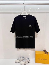 🎀CHANEL 經典雙C刺繡短袖T恤 黑色 純棉