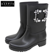 Roger Vivier Tempet Vive Strass 搭扣雨靴，女款，黑色，36碼