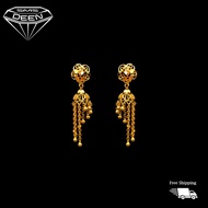 SMS DEEN Indian Earrings Jimikki, ±3.9GM - Gold 916 Emas - Subang Jhumka(Info: ±1.0X4.0CM - 3.93GM)