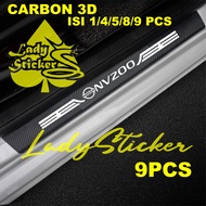 (LADY) Carbon 3D Car NISSAN NV200 STICKER SILL PLATE CARBON 3D Step BUMPER Car Trunk NV 200 9PCS (Unit)