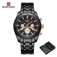 นาฬิกา NAVIFORCE สำหรับผู้ชายกันน้ำนาฬิกาคู่ Seiko นาฬิกาเงินวันวันที่24ชั่วโมงเหมาะสำหรับของขวัญสำหรับแฟน9222