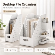 Desktop File Organizer with Side Pegboard Book Magazine Holder A4 File Storage Rack 2 Sizes