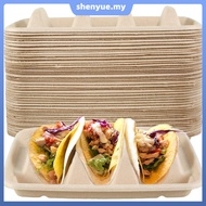 50Pcs Taco Plates Reusable 3 Compartments Taco Serving Plates Stackable Taco Tray Holder No Mess Tac