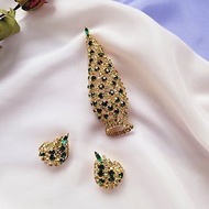 美國西洋古董飾品/Vendome梵登珠寶祖母綠維納斯寶瓶胸針耳環套組