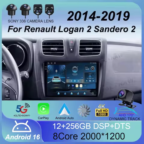 Android 16 Car Radio Multimedia Video Player For Renault Logan 2 Sandero 2 2014 -2019 Symbol 2 Din A