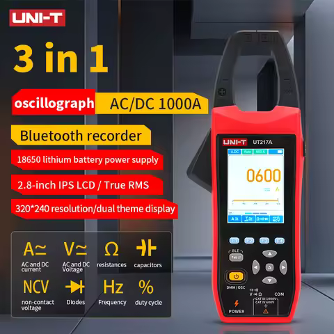 UNIT 3 in 1 1000A AC/DC Clamp Meter+ Oscilloscope Bluetooth Recorder Function Single Channel NCV Tru
