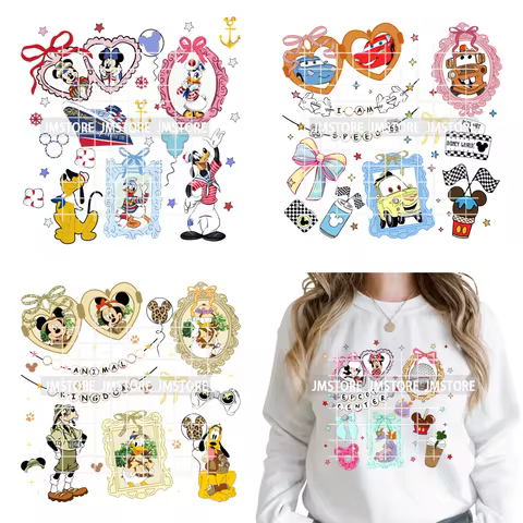 Colorful Animal Coquette Mirror Bracelet Cartoon Character Printing Iron On DTF Transfers Stickers R