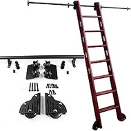 Sliding Door Ladder Hardware Rolling Library Ladder Track Kit(No Ladder), Black Roller Ladder Round