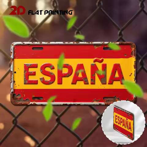 2D Flat, 2D Flat Print, 1pc, Spanish ESPANA Theme Vintage Metal Decorative Sign, Decorative Plaque a