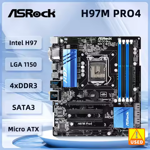 ASRock-placa base H97 H97M Pro4 LGA 1150, DDR3, 32GB, compatible con i5-4590, i5-4570, i3-4160, i3-4