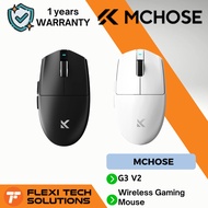 FLEXI TECH MCHOSE G3 V2 Wireless Gaming Mouse - Black/White | TTC Silver Switch | Tri-Mode | 59g | 1