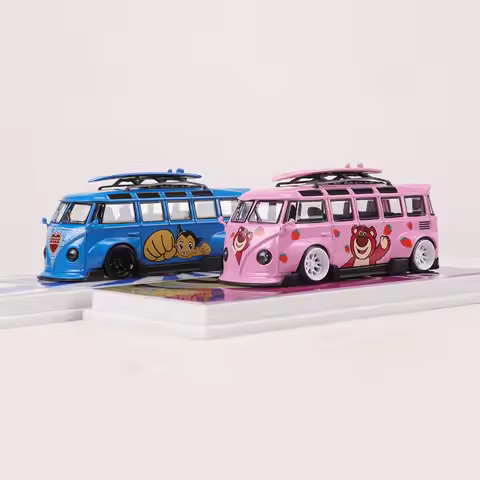 Flame 1:64 Volkswagen Bus T1 T 1 Wide Body Modification Strawberry Bear/astro Boy Paint Job Static S